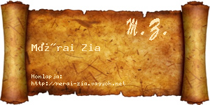 Mérai Zia névjegykártya