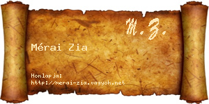 Mérai Zia névjegykártya